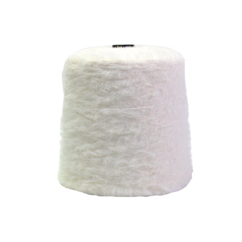 Feather Yarn 1.3cm/2cm Nylon Imitation Mink Hair Thread Raw Yarn for Knitting 13NM/1 White