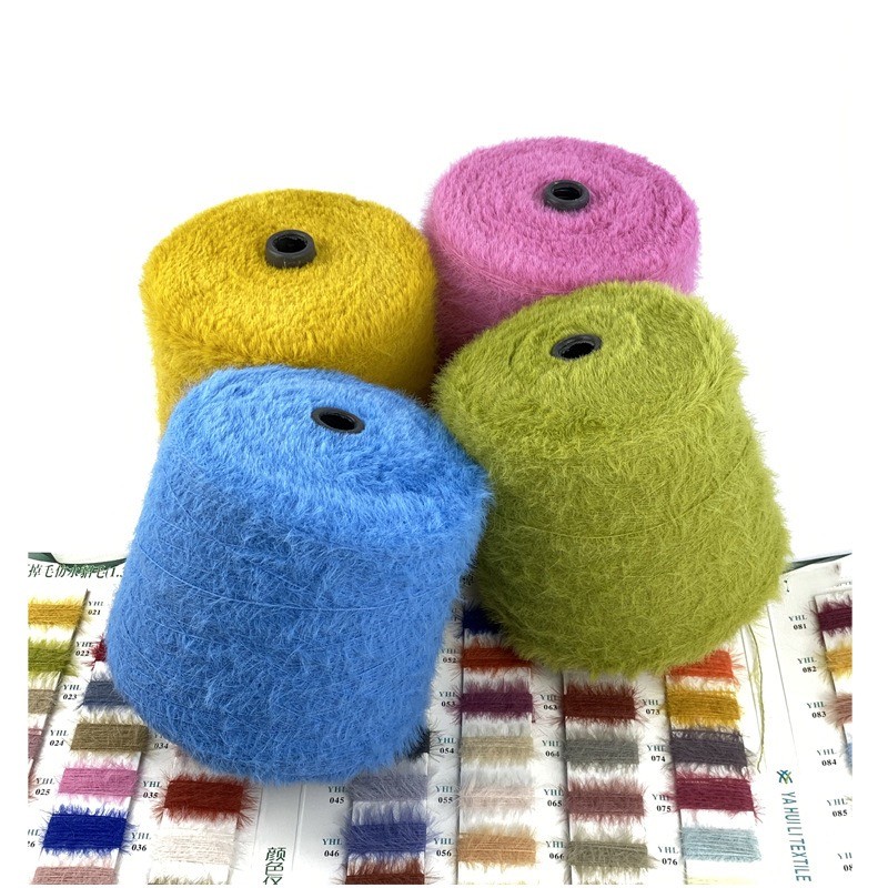 Hot Sale High Quality Imitate 2cm 4cm Rabbit Hair Mohair 100% Nylon Mink Feather Yarns Types of Fancy Yarns for Knit Sweater