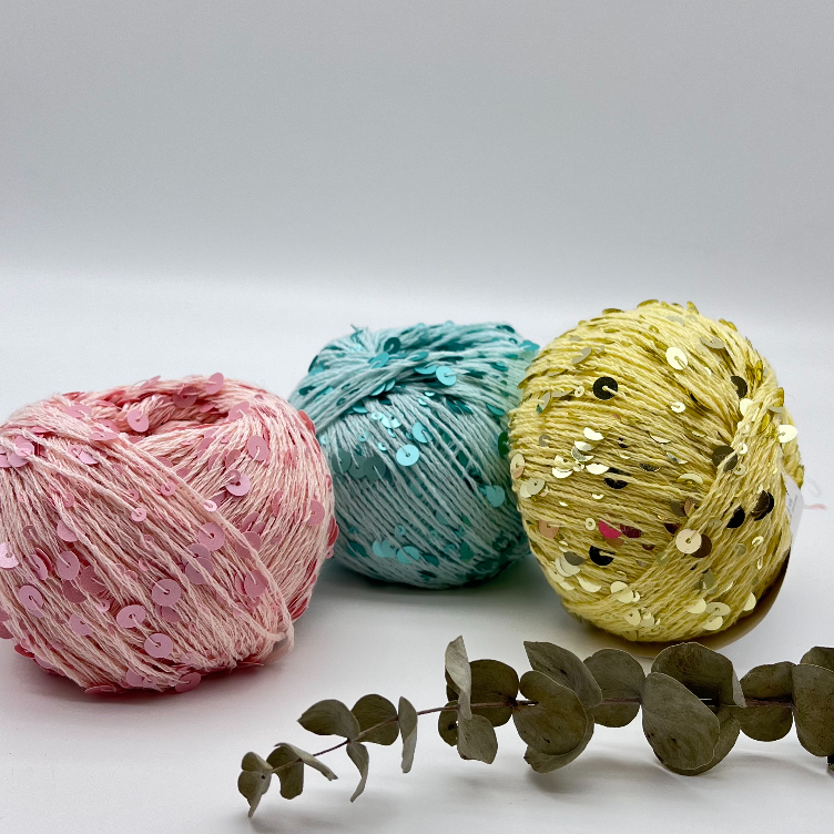 New Year Gift Sequin Yarn 3MM&6MM 1/2.3NM Eco-friendly Yarn Paillette Bling for DIY Handcraft