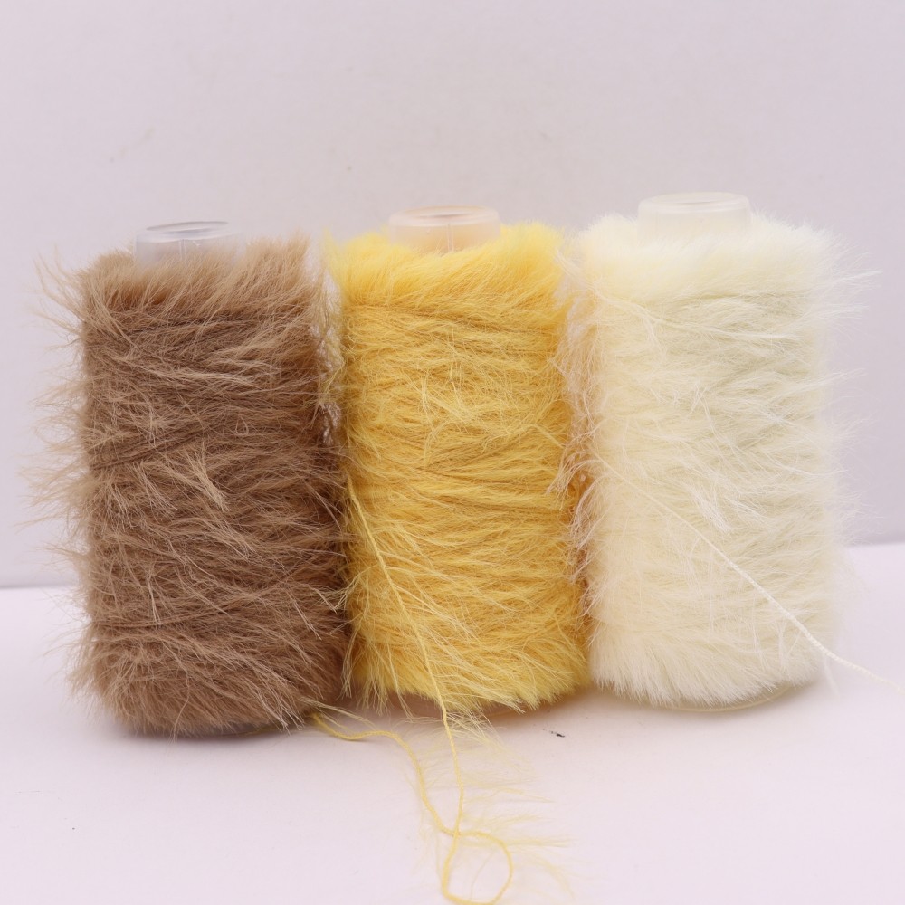 50g Anti-Static 2cm 4cm Weaving Textile Raw White Color Card Customized Imitation Long Hair Mink 100% Nylon for Flat Knit