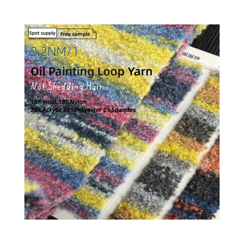 Handwoven DIY Hat Scarf Thread Special Fancy Yarn Oil Colored Yarn 2.2NM/1 Color Gradient Oil Painting Loop Yarn