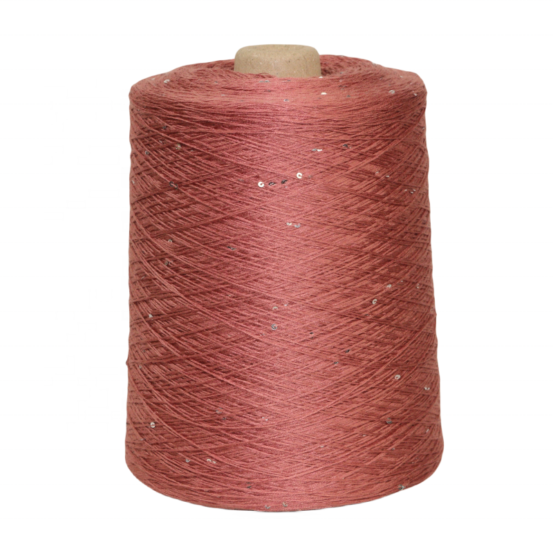 10NM Spring Summer Yarn 95% Lyocell 5% Sequin Fancy Yarn Used for 7G Knitwear Factory Spot Wholesale Bead Yarn Bead Tencel