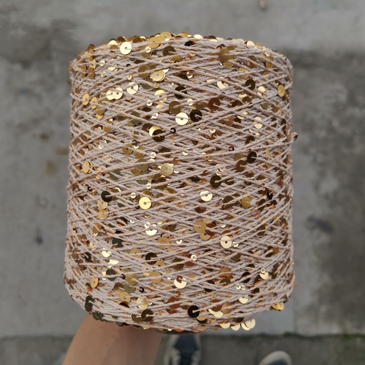 Cotton Yarn With 3MM&6MM Paillette Bling Sequin for Garment and Hand Knitting