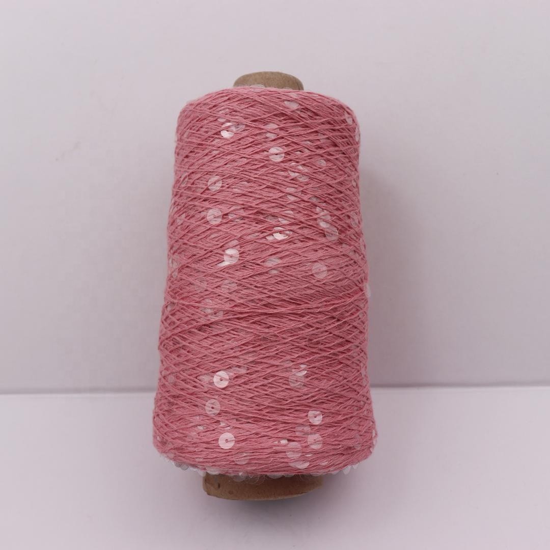 6MM Sequin Yarn 100% 3PLY Cotton Fancy Yarn for Hand Knitting Yarn