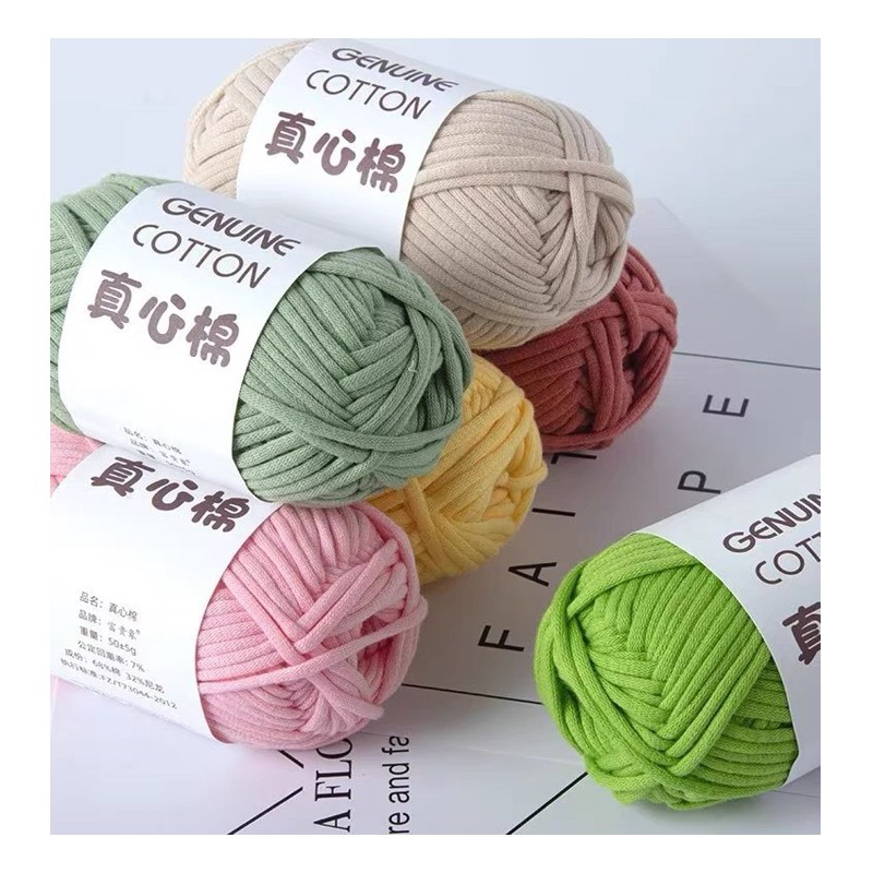 Easy Beginners Crochet Chunky Cotton Tube Yarn 50g Ball 68% Cotton 32% Nylon Yarn Hand Woven DIY Hollow Tube Braid  Yarn