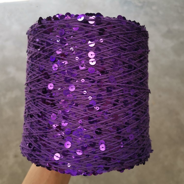 Blended Yarn High Quality Cotton Sequin Yarn 3MM&6MM 1/2.3NM Colorful Beads Sequin Yarn